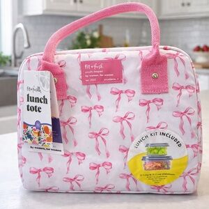 Fit + Fresh Pink Bow Insulated Lunch Tote w/ Containers NWT